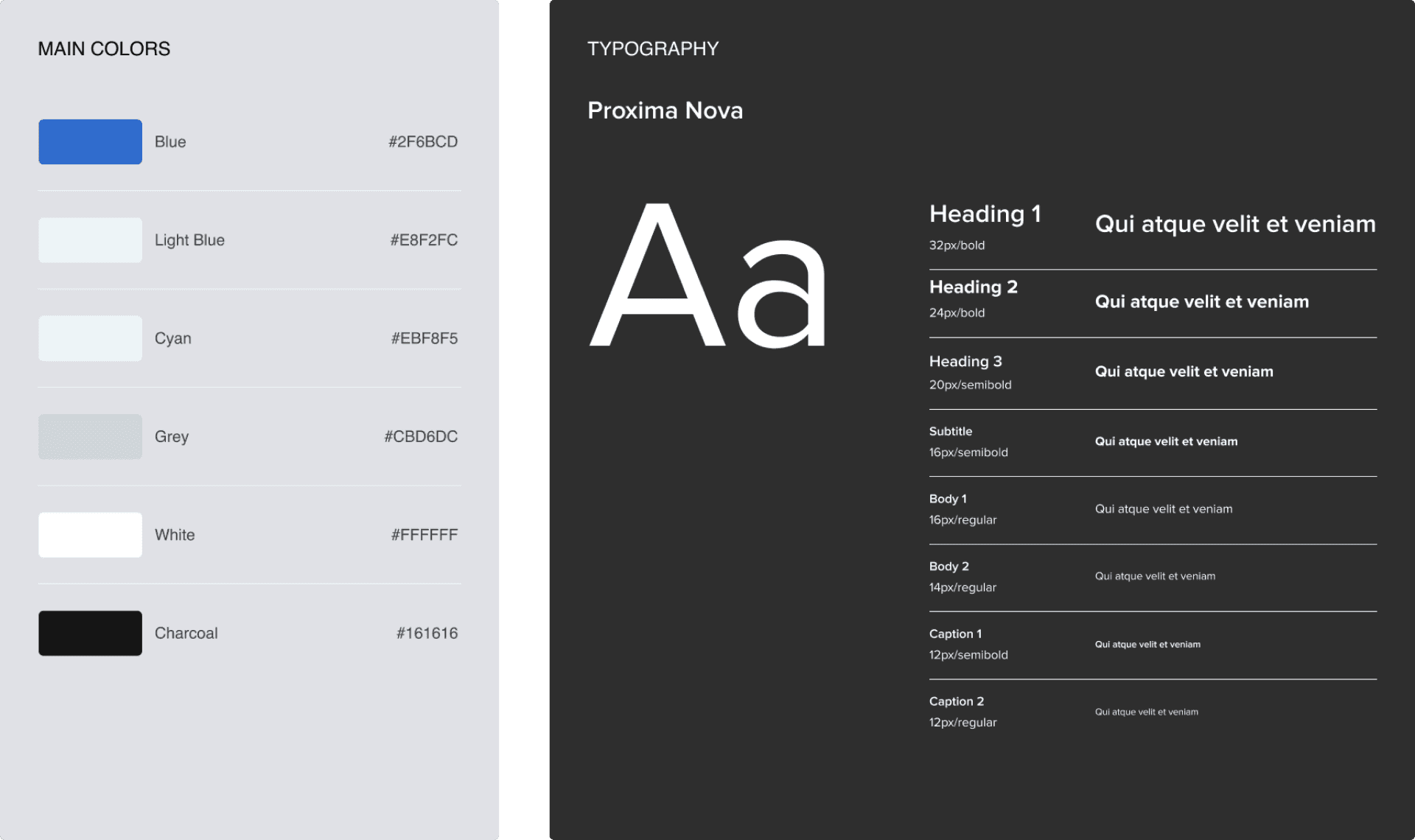 Chosen color palette and typography